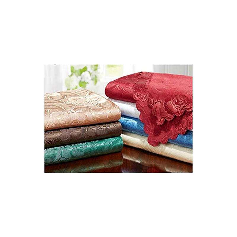 Diana Cowpe 160X220cm RECTANGLE DAMASK ROSE JACQUARD LATTE TABLECLOTH