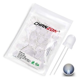 Chanzon 50 pcs 8mm White Diffused LED Diode Lights (Frosted Lens Round DC 3V 20mA) Lighting Bulb Lamps Electronics Components Indicator Light Emitting Diodes