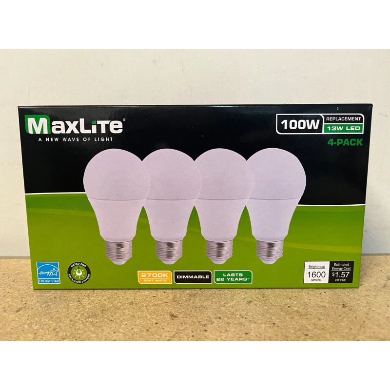 MaxLite 32 Pack Light Bulbs Maxlite 100W Equivalent LED Soft