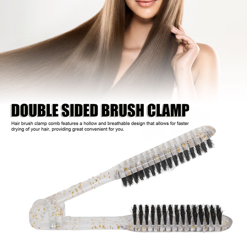 Double Sided Brush Clamp Ergonomic Handle Anti Static Nylon Hair
