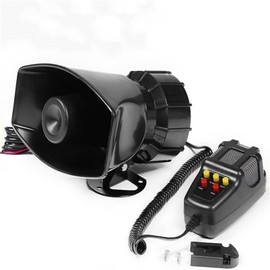 RULLINE 5 Tone Sound Car Siren Vehicle Horn with Mic PA Speaker System Emergency Sound Amplifier - 60W Electric Ambulance/Horn-Hoote/Siren/Traffic Sound with PA Microphone System