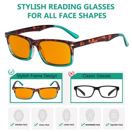 Eyekepper Blue Light Blocking Reading Glasses Orange Tinted Computer Gaming Readers Women Men Tortoise +2.00