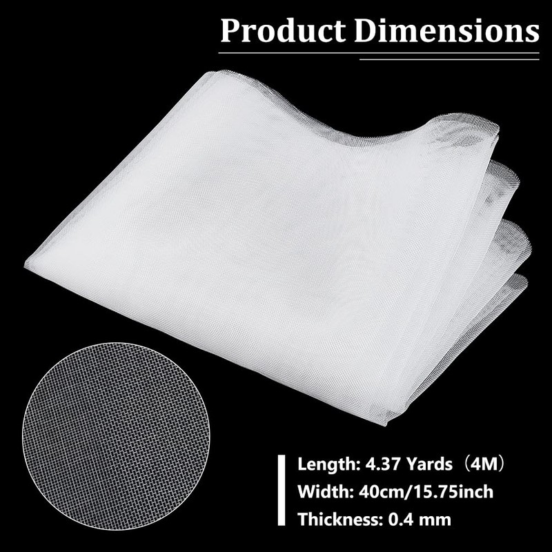 BENECREAT 40x400cm Fine Filter Mesh Nylon Fabric, 30 Mesh White