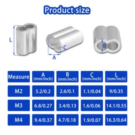 Rope Clamps 2 mm/3 mm/4 mm, Pack of 150 Aluminium Sleeves, Crimp Sleeves, Aluminium Press Clamps, Rope Connectors, Double Sleeves, Choke Clamps, Clamping Sleeves for Rope Connectors, Steel Cable, Wire