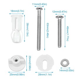 Parthan 2 Pairs Toilet Seat Fittings Kit, Toilet Seat Screws, Universal Toilet Seats Screws and Bolts Toilet Seat Hinges Bolt Nut, Expanding Rubber Top Nuts Screws for Fixing The Top Toilet Seat
