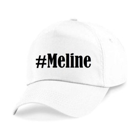 Base Cap Hashtag #Meline Baseball Cap Baseball Cap Hashtag Diamond for Men and Women in Trendy Colours Black and White Hip Hop Streetwear Baseball Cap with Large Peak, White