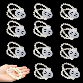 Taicols Set of 12 Elastic Pearl Wrist Corsage Bands for Wedding Festival Beach Party Prom Corsage Corsage Wrist Bands DIY Flower Hand Corsages Bracelets Accessories