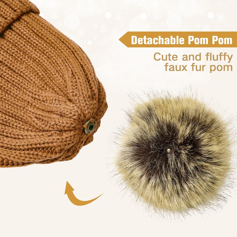 Satin Lined Beanie for Women Black Knit Winter Hats Silk