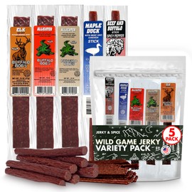 Wild Game Meat Snacks (5 Pack) Exotic Variety Assortment Sampler, HIgh Protein, Gift for Men/Dad, Stocking Stuffer, Adventure Enthusiast, Unique Snacks