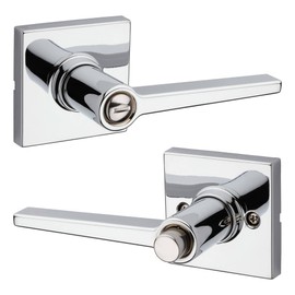 Kwikset Safe Lock Daylon Lever Square Rose Privacy Lock Polished Chrome