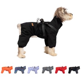 BT Bear Dog Harness Raincoat,Adjustable 4 Legs Dog Jacket with Harness Reflective Jumpsuit Waterproof Coat for Medium Large Dogs,Black 3XL