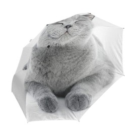 FORMRS Automatic Umbrella, British Shorthair Cat Umbrella Compact Lightweight, Waterproof Windproof for Sun Rain Travel (Cat)