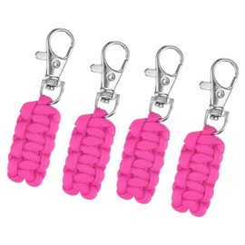 QUARKZMAN 4 Stück Paracord Reißverschluss-Ziehgriffe, 3" Paracord Lanyard Schlüsselanhänger für Rucksäcke, Zelte, Trolley-Koffer, Reisekoffer, Schlüssel, Jacken, Pink