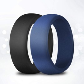 COOLOO Silicone Wedding Ring for Men, 10 Pack Affordable Silicone Rubber Wedding Bands Sturdy Comfortable Rings, Black White Blue Silver Gray