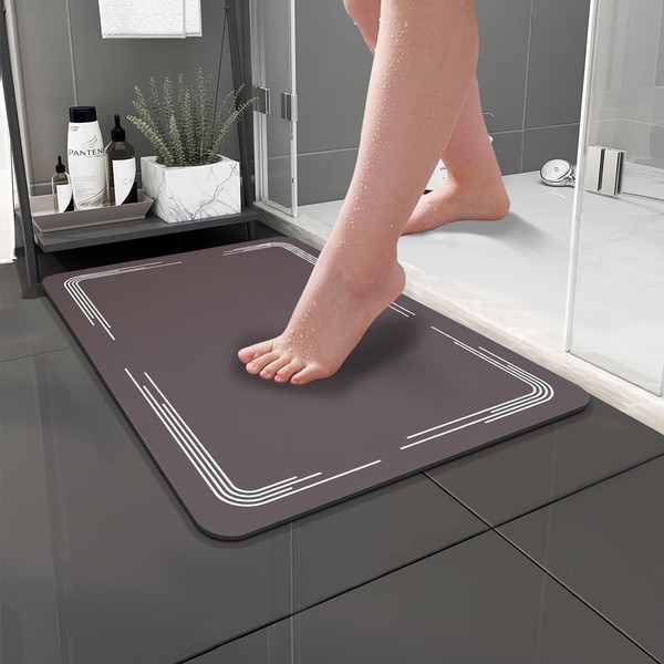 Bath Mat, Diatomaceous Earth Mat, Bath Mat, Absorbent, Quick Drying, Anti-Slip, Thick, Soft, Washable Foot Wipe Mat, Bathroom, Dressing Room, Washroom, Washable, Convenient Storage (23.6 x 15.7 inches