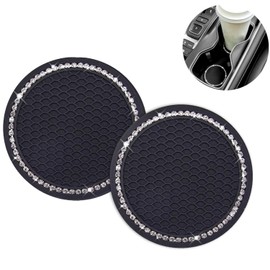 JJiaoLinin Car Coasters, 2PCS niversal Vehicle Holder Insert Coaster Cute Car Cup Coaster Non-Slip Universal Cute Car Coasters for Cup Holder Bling Universal Car Cup Holder Insert Coaster Black