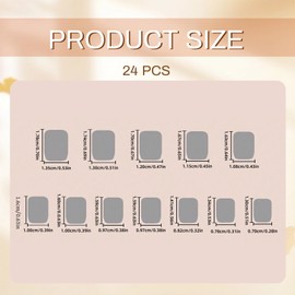 GlamRays 24 Pieces Black French Tip Sticker Nails Short Square Fake Nails with Crystal Charms Design Pink Hibiscus Flowers