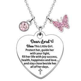 JETTOP Christening Gifts for Girl, Cross Necklace for Girls, First Communion, Baptism, Little Girls Easter Confirmation Gifts for Godchild