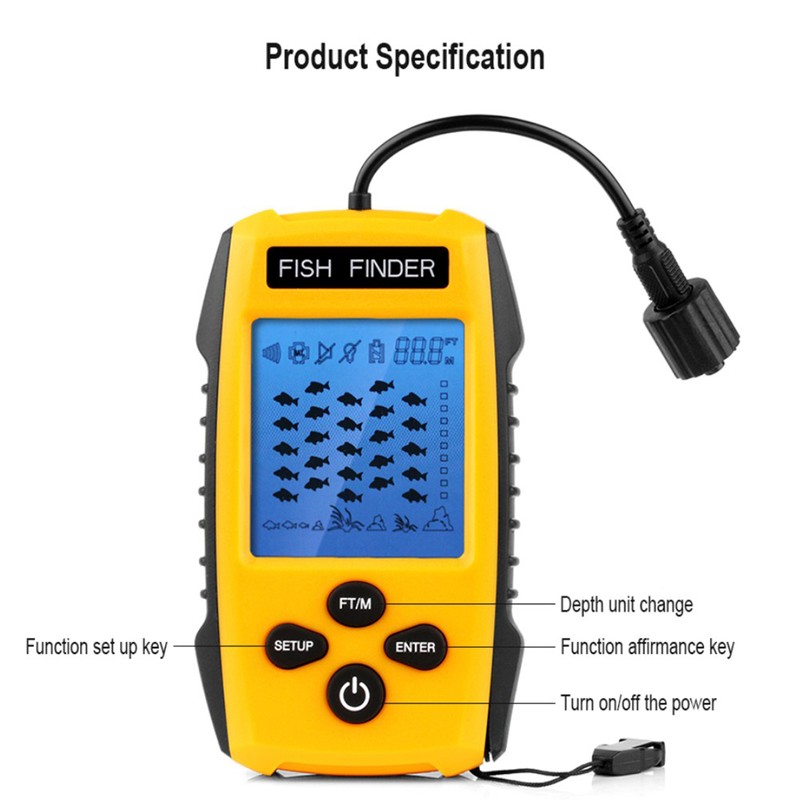 Fish Finder LCD LED Visual Echo Sounder Alarm Fishing Transducer