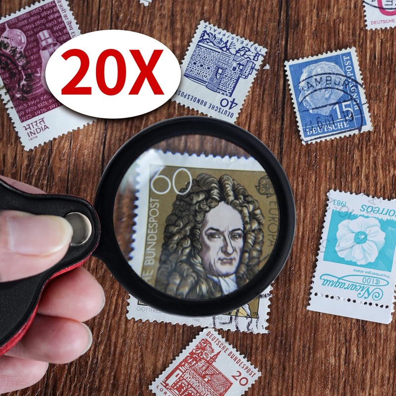 20X Pocket Magnifier - Black Mini Portable Handheld Folding Eye