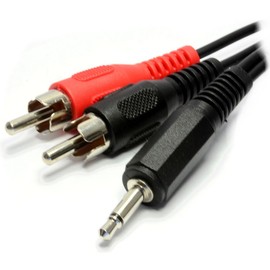 kenable 3.5mm Mono Jack to Twin Phono RCA Male Plugs Cable Lead 2m [2 metres]