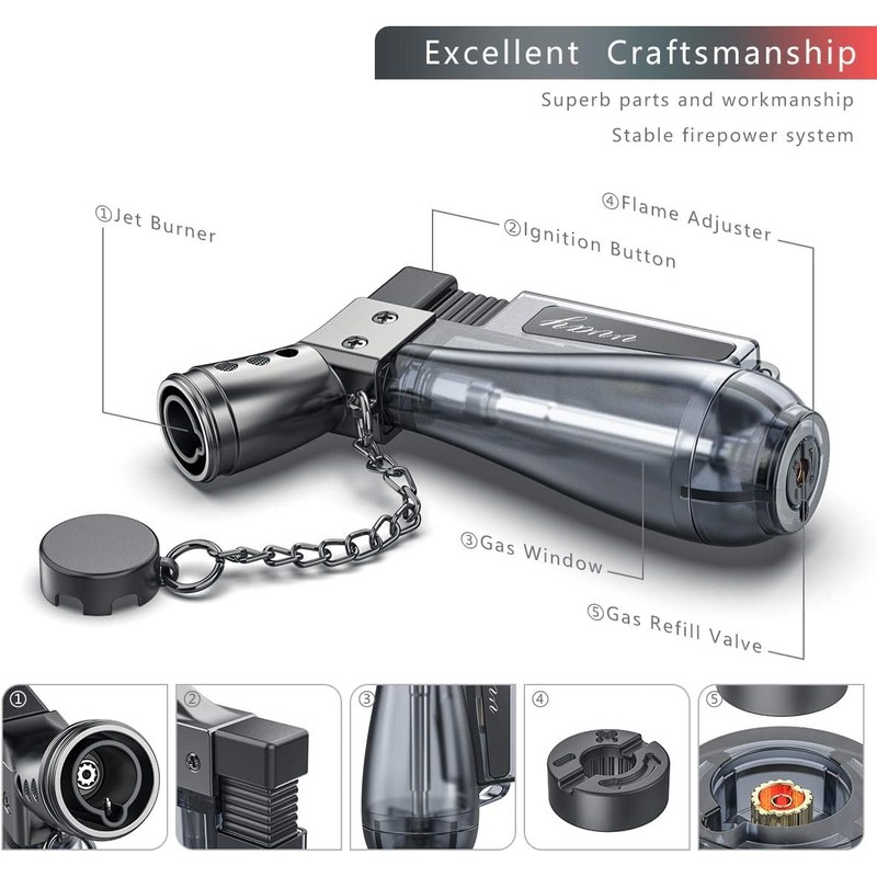 2 Pack Jet Lighter, Gas Butane Refillable Adjustable Flame Torch