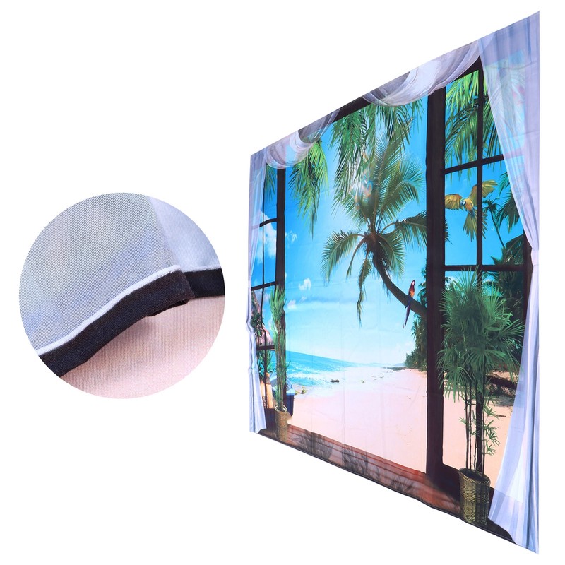 Window Beach Landscape Pattern Tapestry Wall Hanging for Living Room