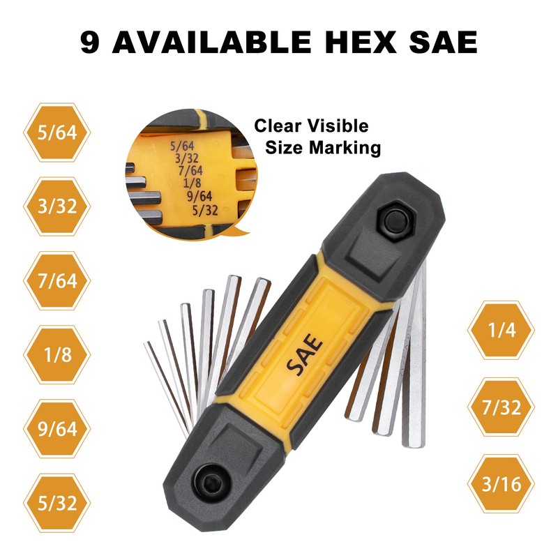 MULWARK 17pcs Folding Allen Wrench Set | Metric & Standard