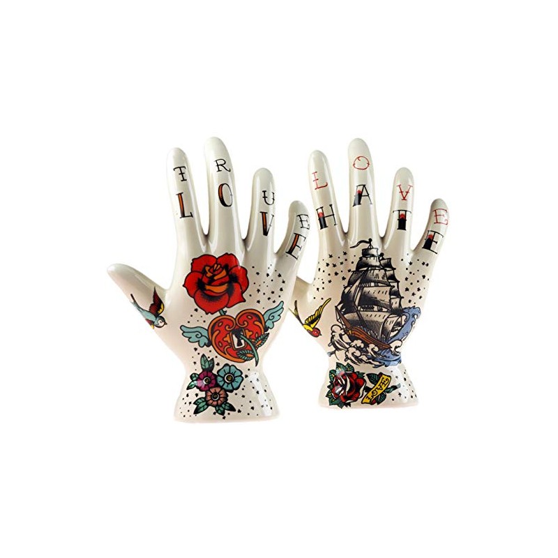 Temerity Jones Set Of 2 Palmistry Tattoo Hand Decorative Ornaments