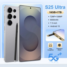 Wholesale New S25 ultra 7.3 Inch Full Screen 16+1TB Android 15 Smartphone S25 ultra 5G Face ID Unlocked Android Mobile Phonescolor: White, ram: 16g, storage capacity: 1TB, plug: EU