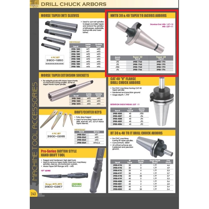 HHIP 3900-1772 NMTB 40 Taper To Jacobs JT2 Arbor