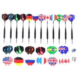 Darts, 12 pieces aluminium alloy dart set, 22 g professional aluminium darts with metal tip with aluminium shaft, 24 flights, 24 anti-loose rubber rings with whetstone, metal darts