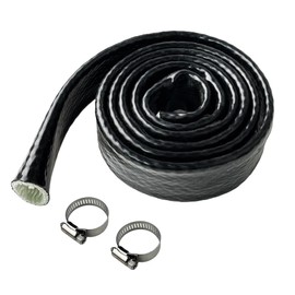Insulation Heat Shielded Fire Thermo Armor Fire Sleeve Silicone Coated Fiberglass Heat Protection for Automotive Hose Lines & Electrical Wiring （Black 3/4" 5FT