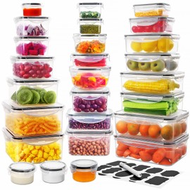 52 PCS Food Storage Containers Set with Airtight Lids (26 Lids &26 Containers) - BPA-Free Plastic Food Container for Kitchen Storage Organization, Salad Fruit Lunch Containers with Labels & Marker