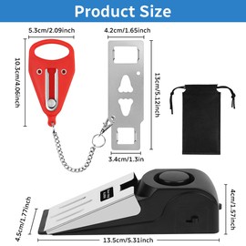 Flintronic Door Stop Alarm, Portable Door Stopper Alarm & Door Lock, Adjustable Wdge Security Device with 120dB Alert, Door Wedges Indoors for Home Hotel Travel Intruder Alert Detection
