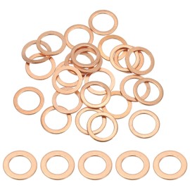 PATIKIL M10 Copper Washer Sealing Ring, 25 Pieces 10mm ID 14mm OD 1mm Thickness Metric Flat Sealing Gasket Crush Washer for Screws Bolt Sump Plugs Oil Drain