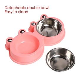 Skrtuan Stainless Steel Pet Bowls, Double Food & Water Bowls for Dogs, Cats & Rabbit, Non-Slip Pet Feeder with Cute Modeling, BPA Free, Dishwasher Safe