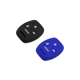 INFINAUTO Smart Key Fob Cover Case 4 Buttons Skin Protector for Honda Accord Civic CR-V Element Pilot Silicone Black Blue (Pack of 2) Stylish Design