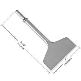 SPKLINE 4 Inch Wide Air Chisel Bit, Pneumatic Tile & Thinset Scaling Chisel - 0.401 Inch Shank, Wall & Floor Tile Remover, Floor Scraper, Works with Air Hammer (4” X 7.5”)