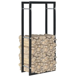 SKM Firewood Rack Black 17.3"x7.9"x39.4" Steel,Black (Weight 8.31KG)