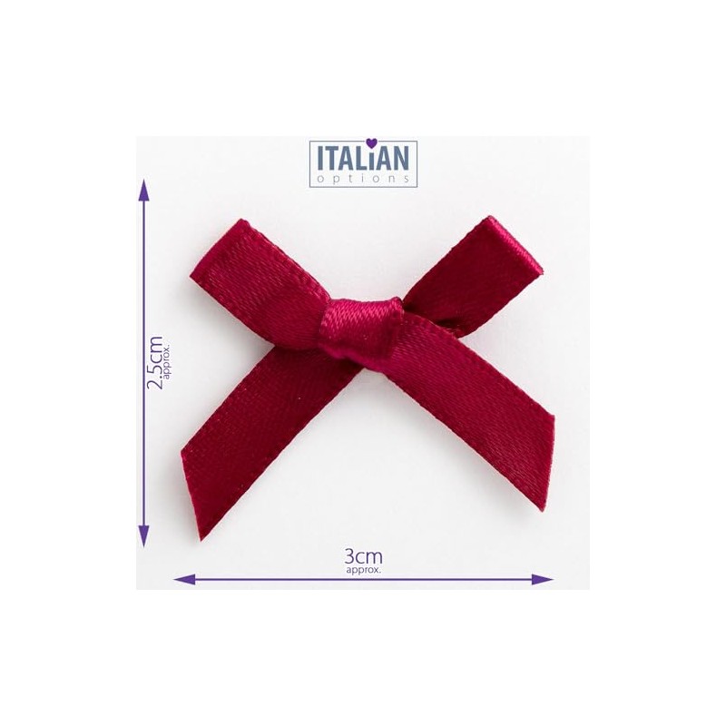 Italian Options Satin Craft Bows 100-Piece Pack, 3 cm Bow