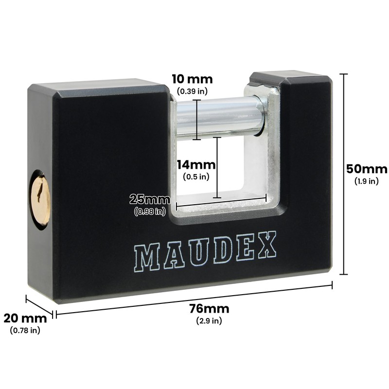 Maudex® RZB75 Heavy Duty Container Padlock with 3 Keys - 10 mm