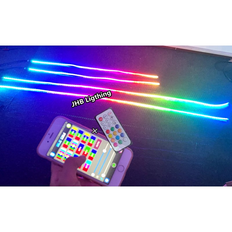 JHB 2PCS 4FT+2PCS 6.5FT Bluetooth Chasing Flow LEDs Underglow Strips