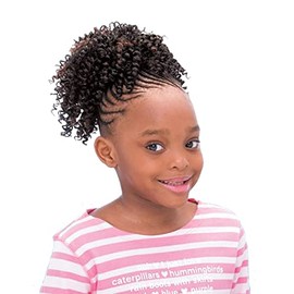 CORK SCREW - Shake N Go FreeTress Drawstring Ponytail for KIDS #1 Jet Black