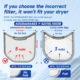 ADQ56656403 Dryer Lint Filter Screen Replacement Compatible With LG WashTowers & Dryer DLGX4201B DLGX4201W WKE100HVA, Dryer Lint Filter Trap Screen Strainer 4960837 AP7012980 PS16546780