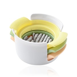 Egg Slicer, 3 in 1 Stainless Steel Egg Divider, Suitable for Cutting Boiled Eggs, Strawberries, Kiwis, White