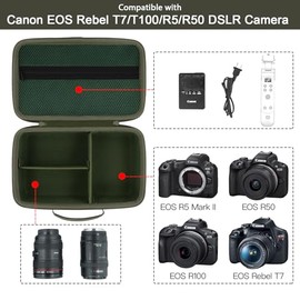 Estuche para Cámara Compatible con Canon EOS Rebel T7 / T100 / R50 / R100 / R5 / R6 Mark II Cámara DSLR con Lente de 18-55mm, Sony, Cámara DSLR Nikon 