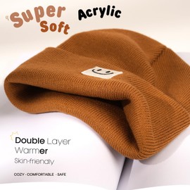 FURTALK Baby Beanie Cute Toddler Winter Hat Knit Boys Girls Warm 2 Pack Kids Embroidered Beanies Cap for 0-8 Years