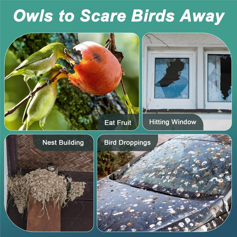 Vicsiyi Owls to Keep Birds Away: 3 Pack Fake Owls