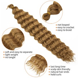 Curly Braiding Hair Ocean Wave Crochet Hair 14Inch Deep Curly Crochet Braids Wet and Wavy Braiding Hair Synthetic Crochet Hair for Black Women Human Hair (27# 14 Inch (Pack of 2)）